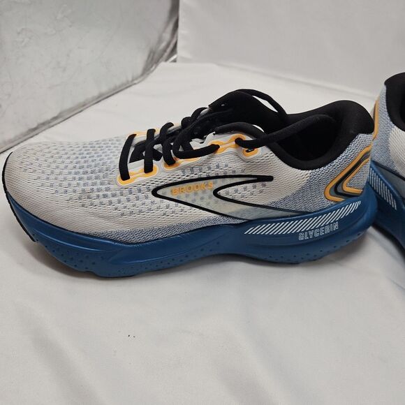 Men's Brooks Glycerin 21, White/Sapphire/Orange, 8 D Medium US - Picture 2 of 16